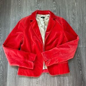 J. Crew Women’s Red Velvet Blazer Elegant Tailored Design Size 6